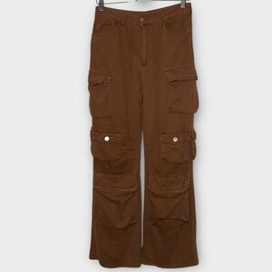 Forever 21 Brown Baggy Cargo Pocket Pants Streetwear Size Medium